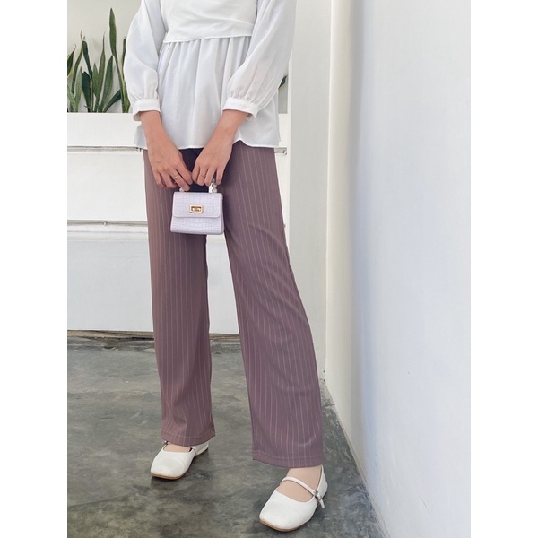 YEONNA Long Cullote Highwaist Salur - Knit Kulot highweist celana pants premium