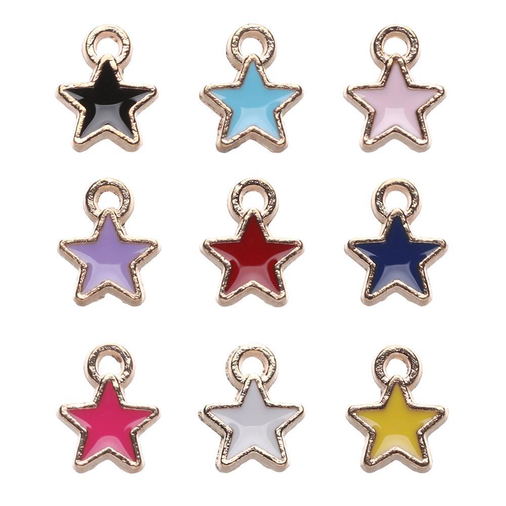 50pcs Liontin Bentuk Bintang Ukuran 6mm Warna Permen Untuk Aksesoris Anting Gelang