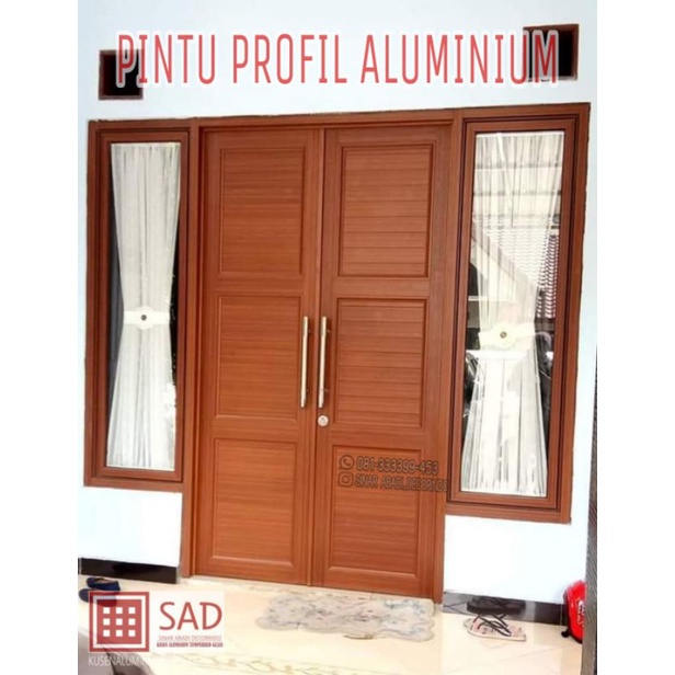 pintu aluminium profil warna serat kayu