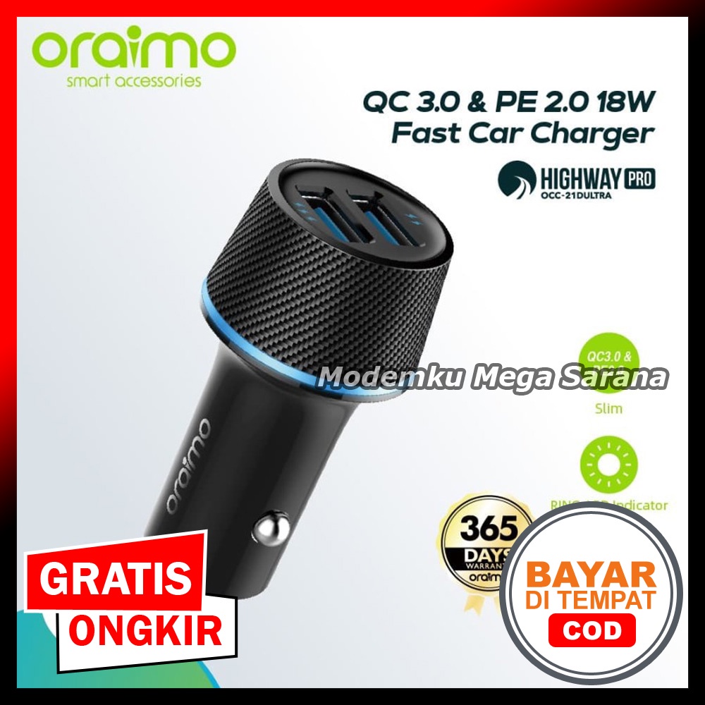 Car Charger Oraimo OCC-21D Ultra Highway Pro QC 3.0 &amp; PE 2.0