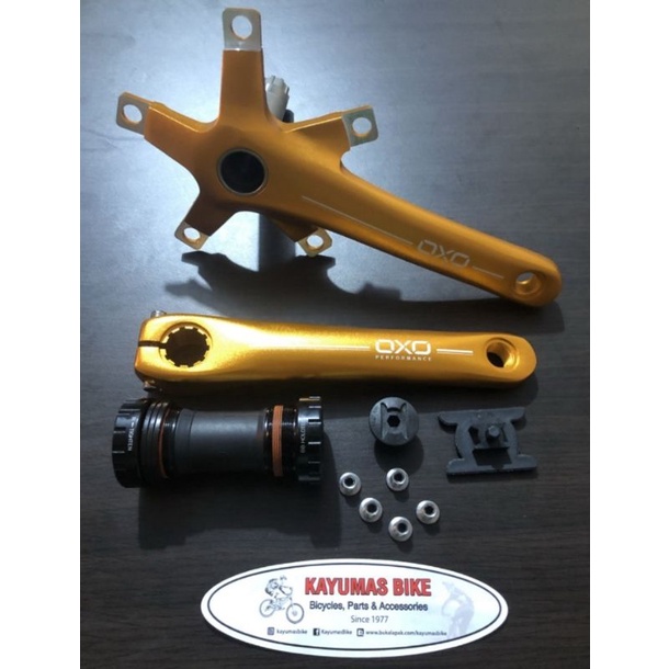 CRANK ARM SET OXO HOLLOWTECH ll HT2 BCD 130 GOLD SEPEDA LIPAT