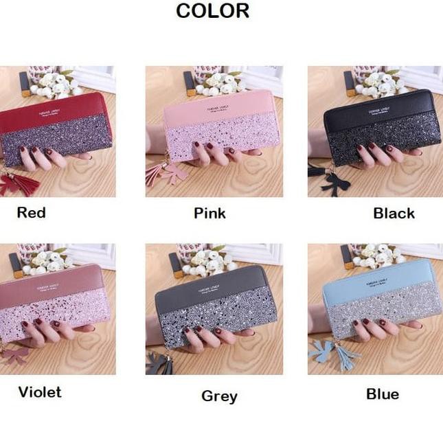 Terlaris 096 Dompet Panjang Gliter Bling Wanita Women Long Wallet Remaja Terbaru Walet Duit Branded