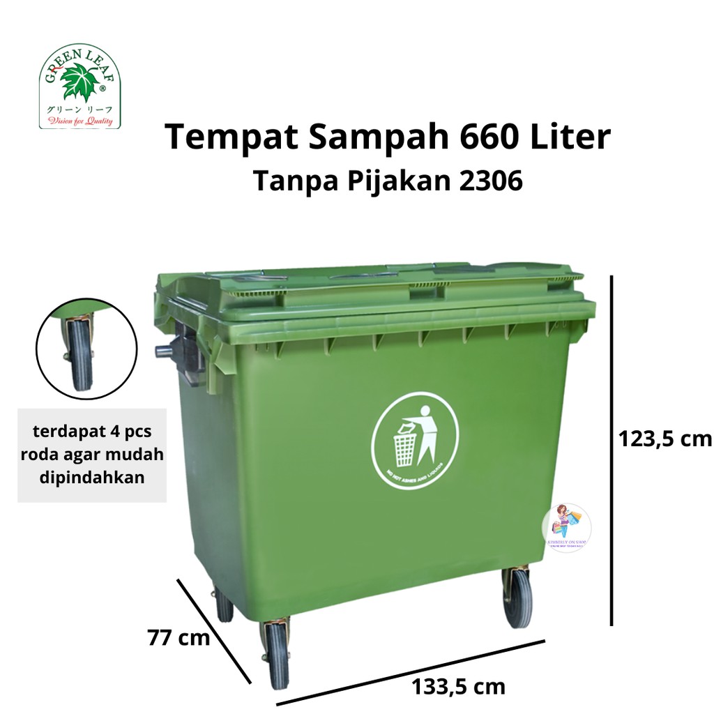 Tempat Sampah BIO 660 Liter 2306 TP Green leaf Dustbin Roda