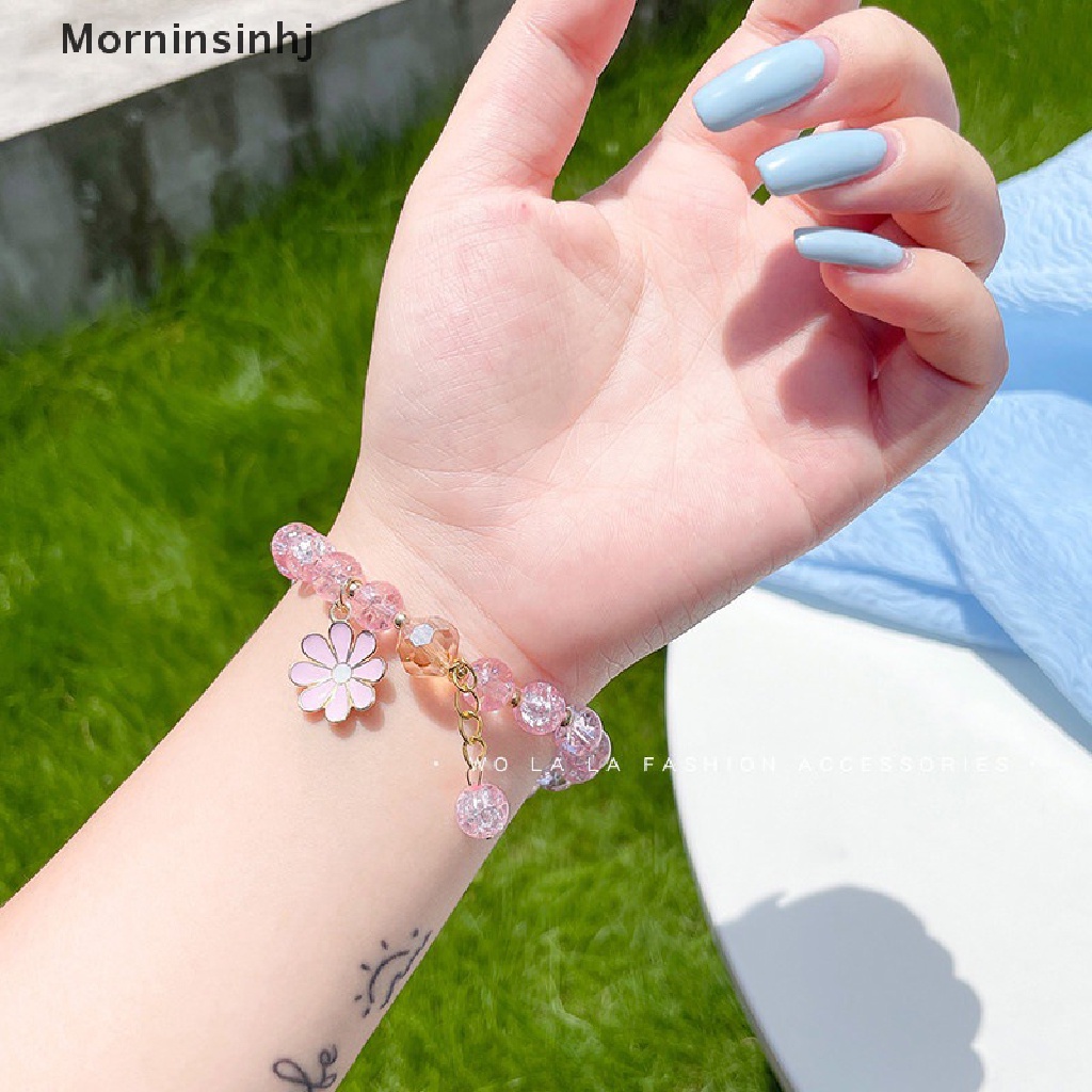 Mornin Korean Crystal Bracelet Pink Cute Girly Bracelet Daisy Gelang Tangan Perempuan Gelang Wanita Aksesoris Fashion id