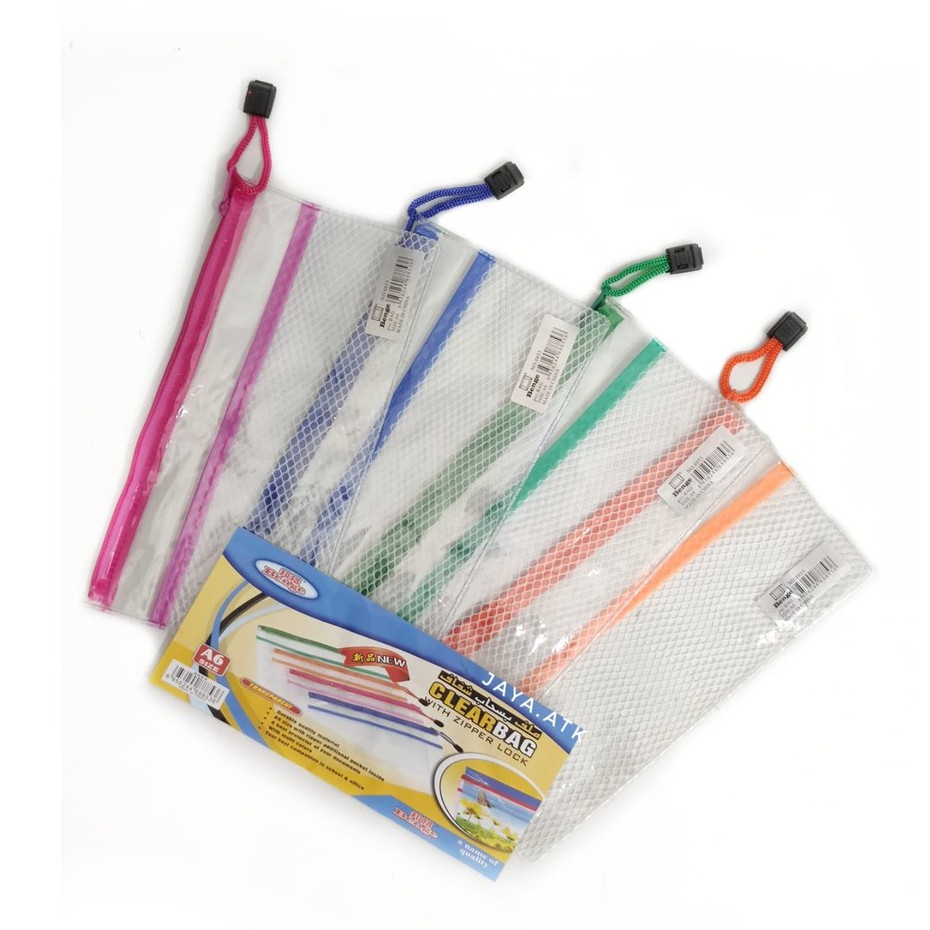 MAP ZIPPER PLASTIK TRANSPARANT A6 B6 KECIL KOTAK PENSIL SLETING 8853 TEBAL