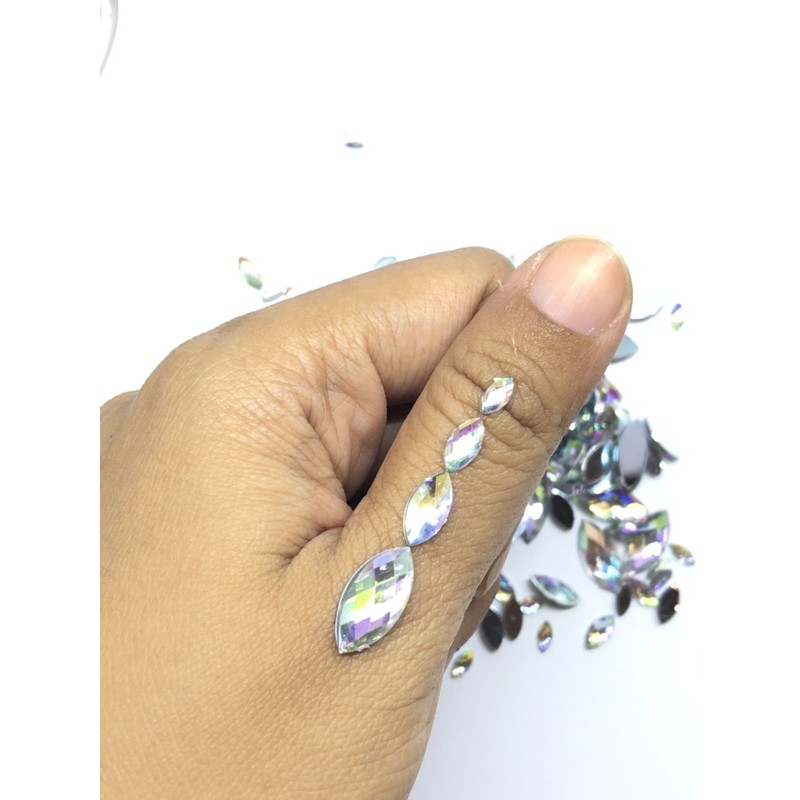 RHINESTONE NAVETTE CLEAR AB MIX hiasan henna ,nail art , gemstone