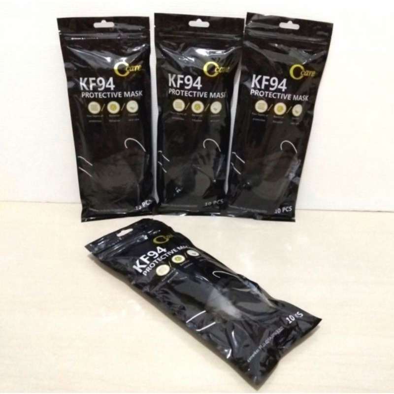 Masker KF94 C CARE 4 Ply Kemenkes & Emboss  Warna Hitam