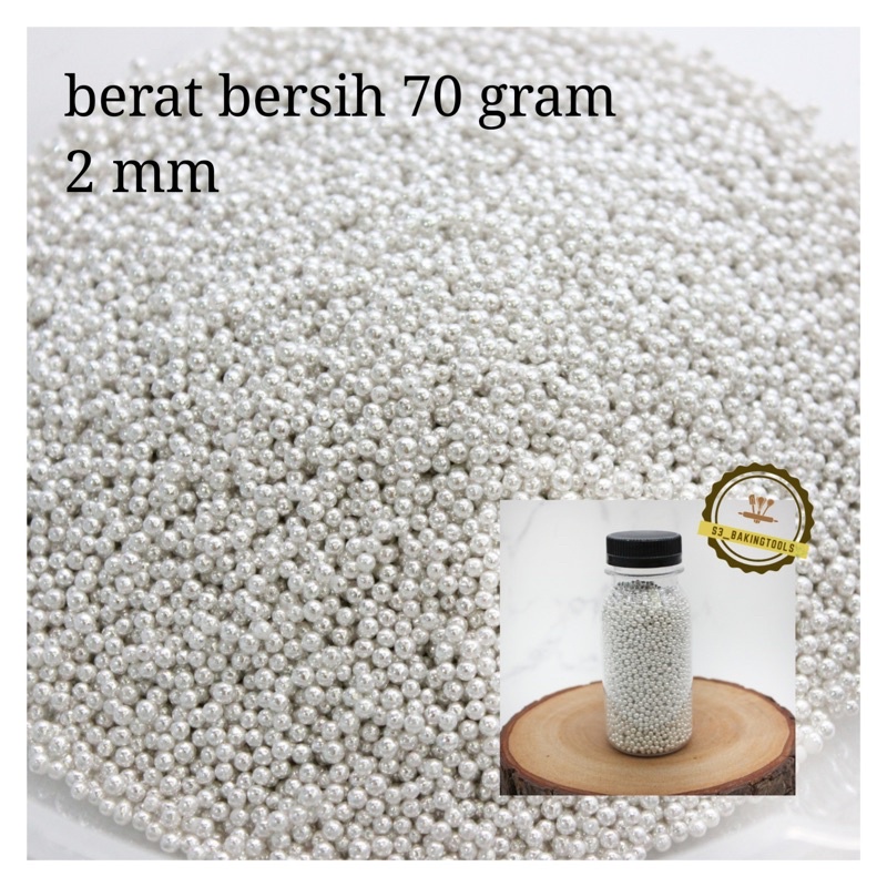 Sugar sprinkle hiasan kue silver 2 mm 70 gram