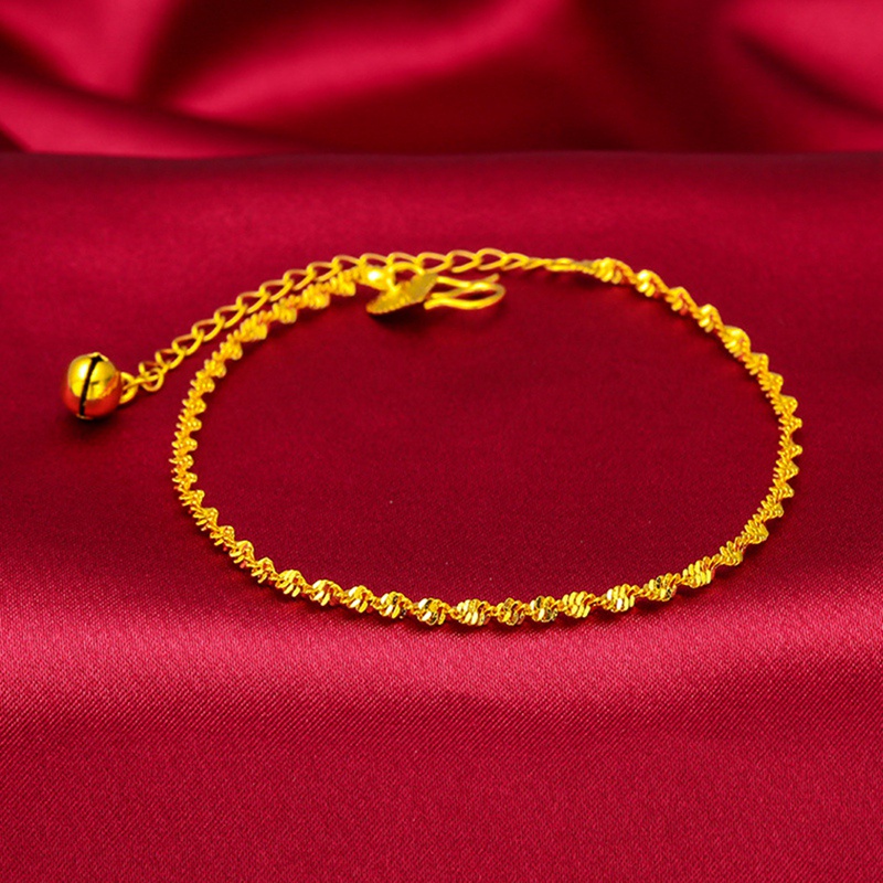 Gold Bracelet Women's Water Wave Pattern Korean Jewelry Retro Simple Twisted String Thin Chain
