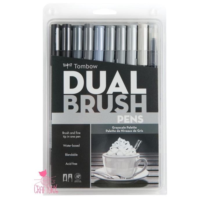 

(BISA COD) Tombow Dual Brush Pen Set 10 - Greyscale Palette TERUJI Kode 857