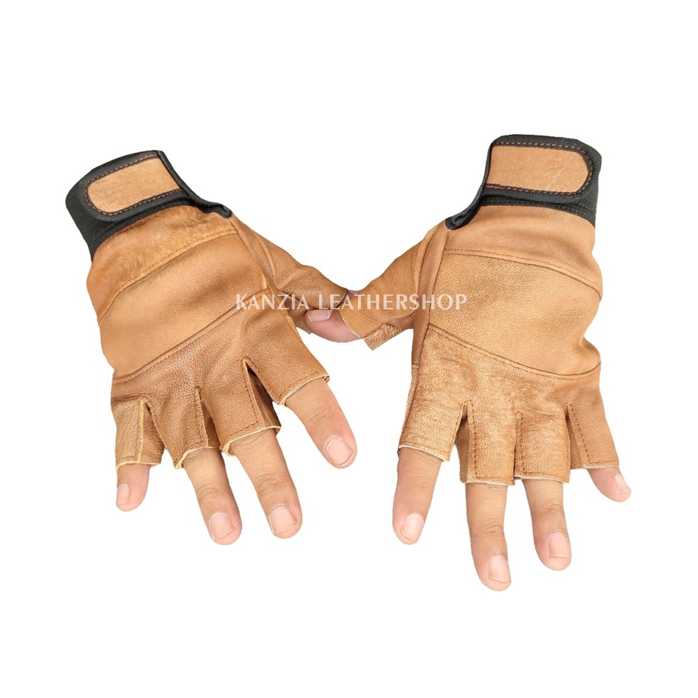 Sarung Tangan Hot Promo Setengah Jari Natural Leather Gloves