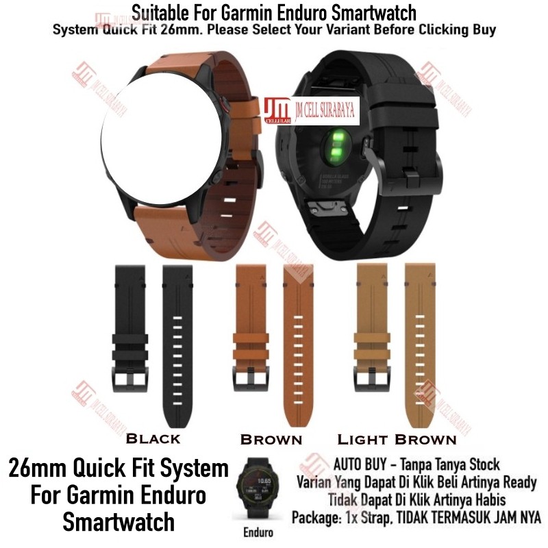 Tali Jam 26mm Quick Fit Watch Strap Garmin Enduro - Leather Strip