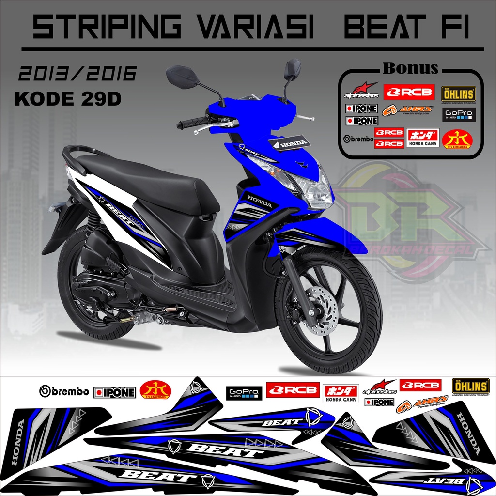 Striping Beat Fi 2013-2016 Stiker Lis Motor Beat Variasi kode 29