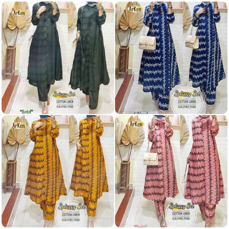 Setelan Long Tunik Wanita Motif Ld 120 Fit to XL | One Set Pakaian Wanita Rayon Import HQ