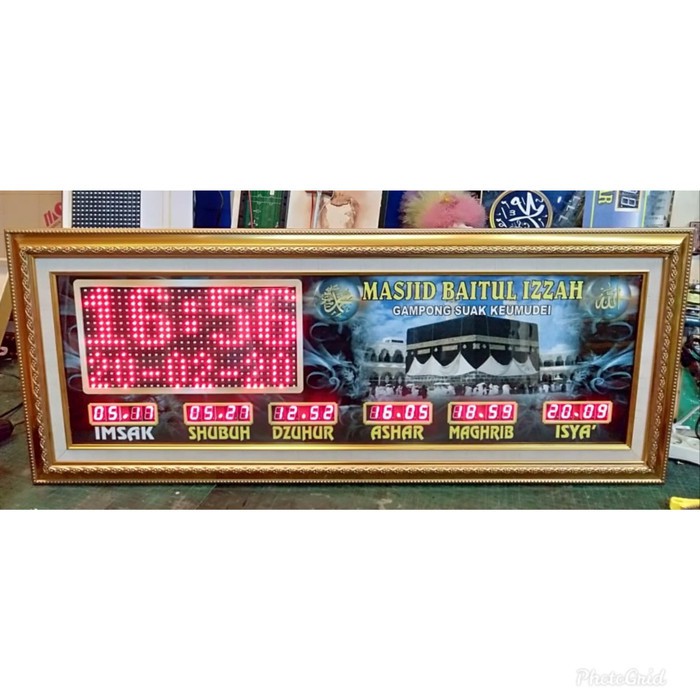 Jam Digital Masjid Waktu Adzan Running Teks Custom Nama 50 x 125 cm