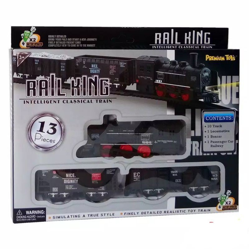 MAINAN ANAK KERETA KERETAAN RAIL KING TRAIN SET 13 PCS