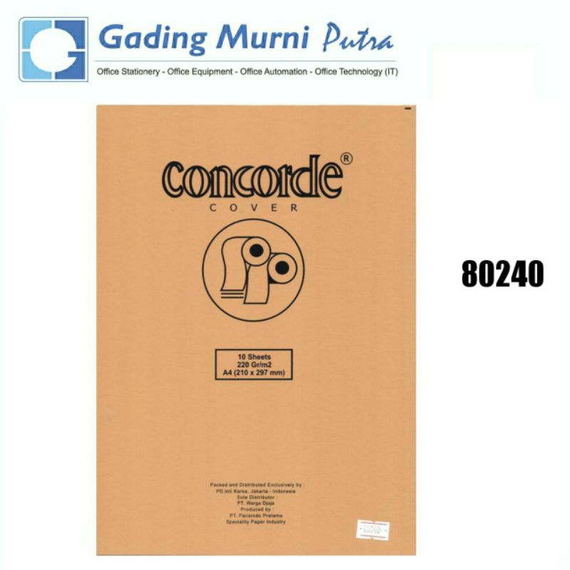 

KERTAS CONCORDE COVER A4/10 220GR/M2 Isi 10 Lembar