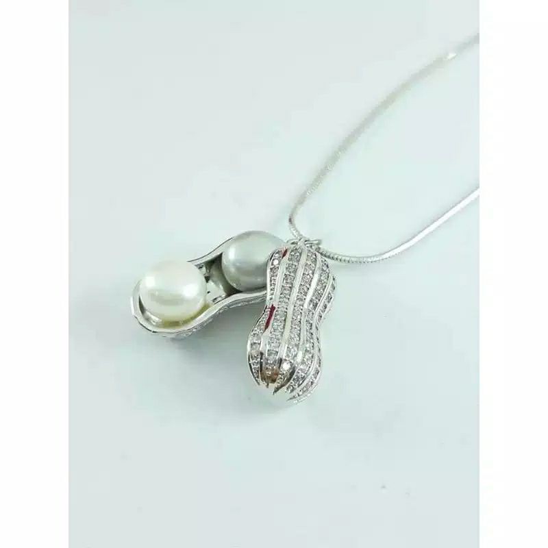Kalung Kacang Mutiara Lombok kalung rhodium mutiara tawar
