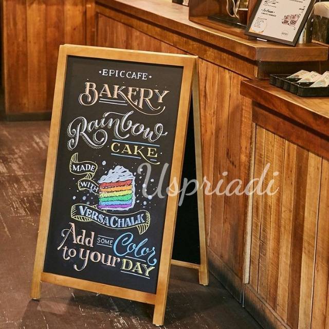 PAPAN TULIS KAPUR 2 MUKA PAPAN BOARD KAYU PAPAN MENU CAFE DEKORASI PERNIKAHAN DEKORASI PESTA MAHAR