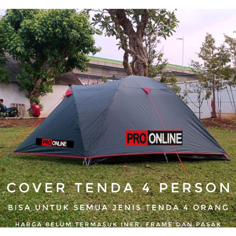 cover tenda camping plus teras depan tenda 4 orang dewasa