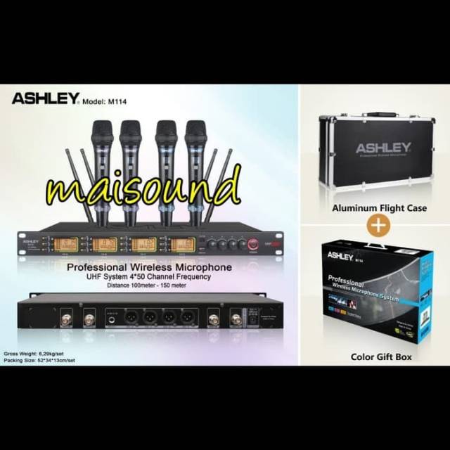 MIC WIRELESS ASHLEY M114 PEGANG MICROPHONE ASHLEY M 114 4 HANDHELD