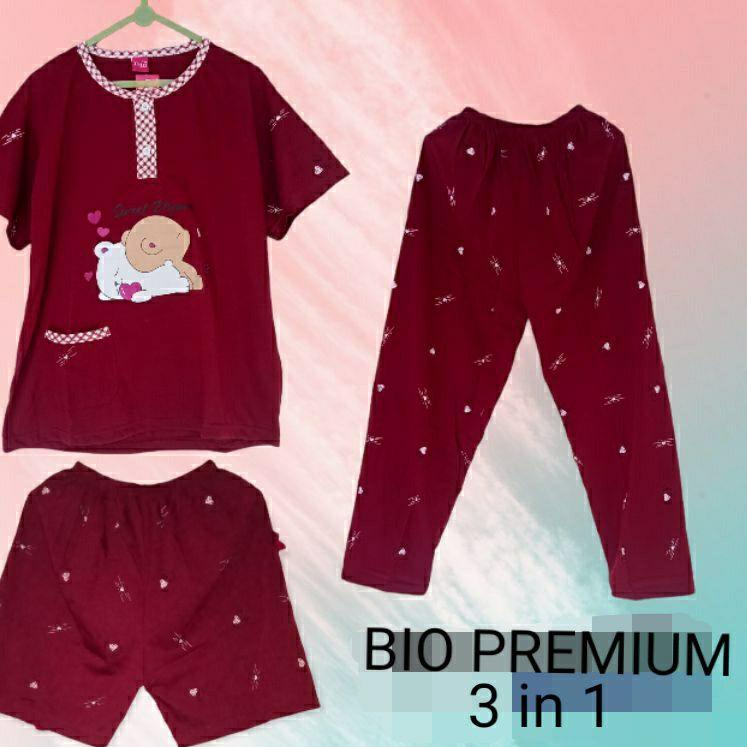 MRN.87709 ‣ BAJU TIDUR WANITA 3 IN 1 BAJU TIDUR WANITA DEWASA BAJU TIDUR KAOS PIYAMA WANITA KAOS