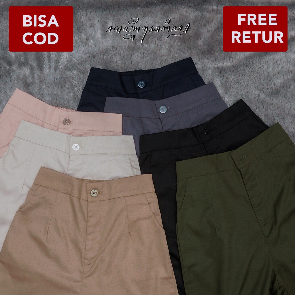Kanjengayu - Slit Pants Cullotte Highwaist Celana Kulot Bahan Katun Loose Pants Original Seri A
