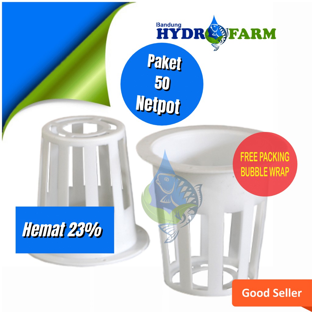 Netpot Net Pot Planter Putih Sumbu Kain Flanel 50 Untuk Paket Wadah Tempat Tanaman Bunga Sayuran Say