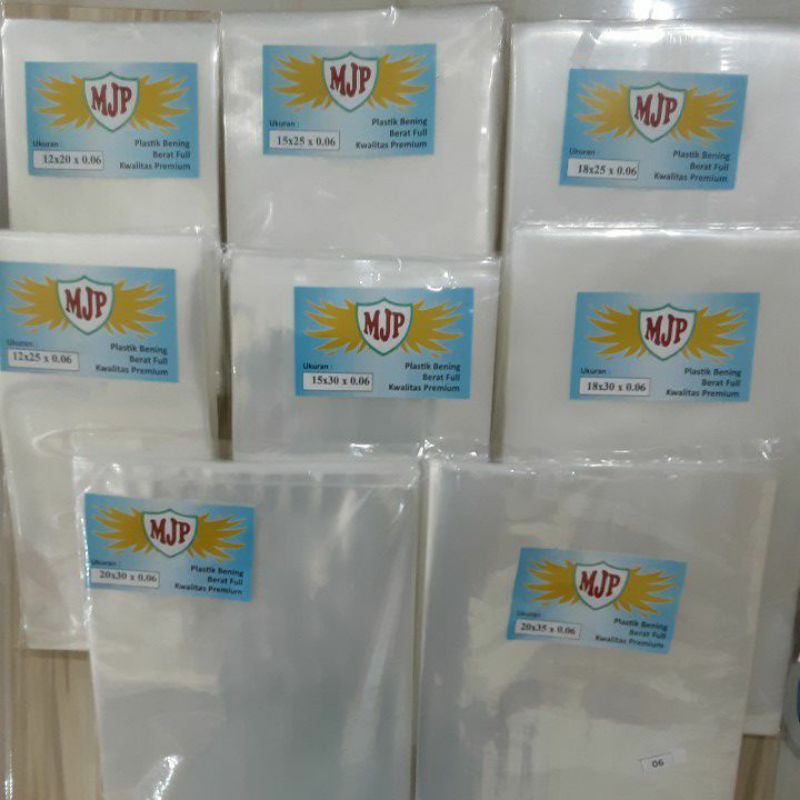 Plastik PP Bening Tebal MJP Tebal 0.06 Uk. 12x20 12x25 15x25 15x30 18x25 18x30 20x30 20x35