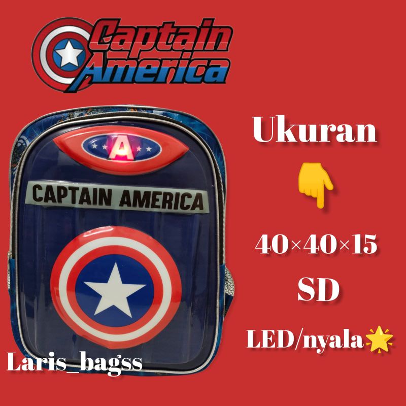 tas anak capten america/tas anak sekolah/tas anak karakter/tas anak timbul led/tas anak timbul/tas anak karakter/tas anak SD/tas anak laki-laki/tas anak ransel