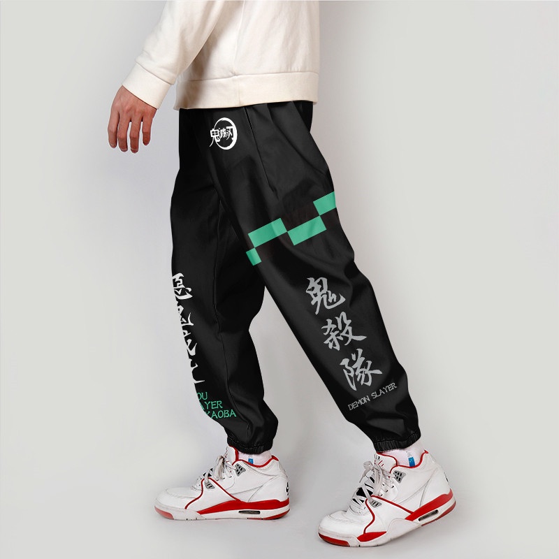 Celana Olahraga Jogger Pants Tanjiro Kanji Black Anime Manga Kimetsu No Yaiba