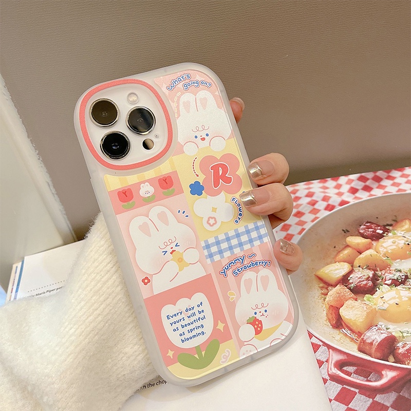 Soft Case TPU Transparan Anti Jatuh Motif Kartun Kelinci Untuk Iphone X / Xs Xr 11 12pro Max 13