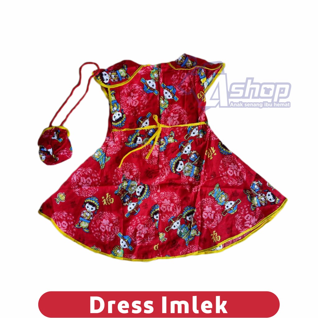 Dress Anak  Model Cina Motif Mandarin Kaos Perempuan Imlek