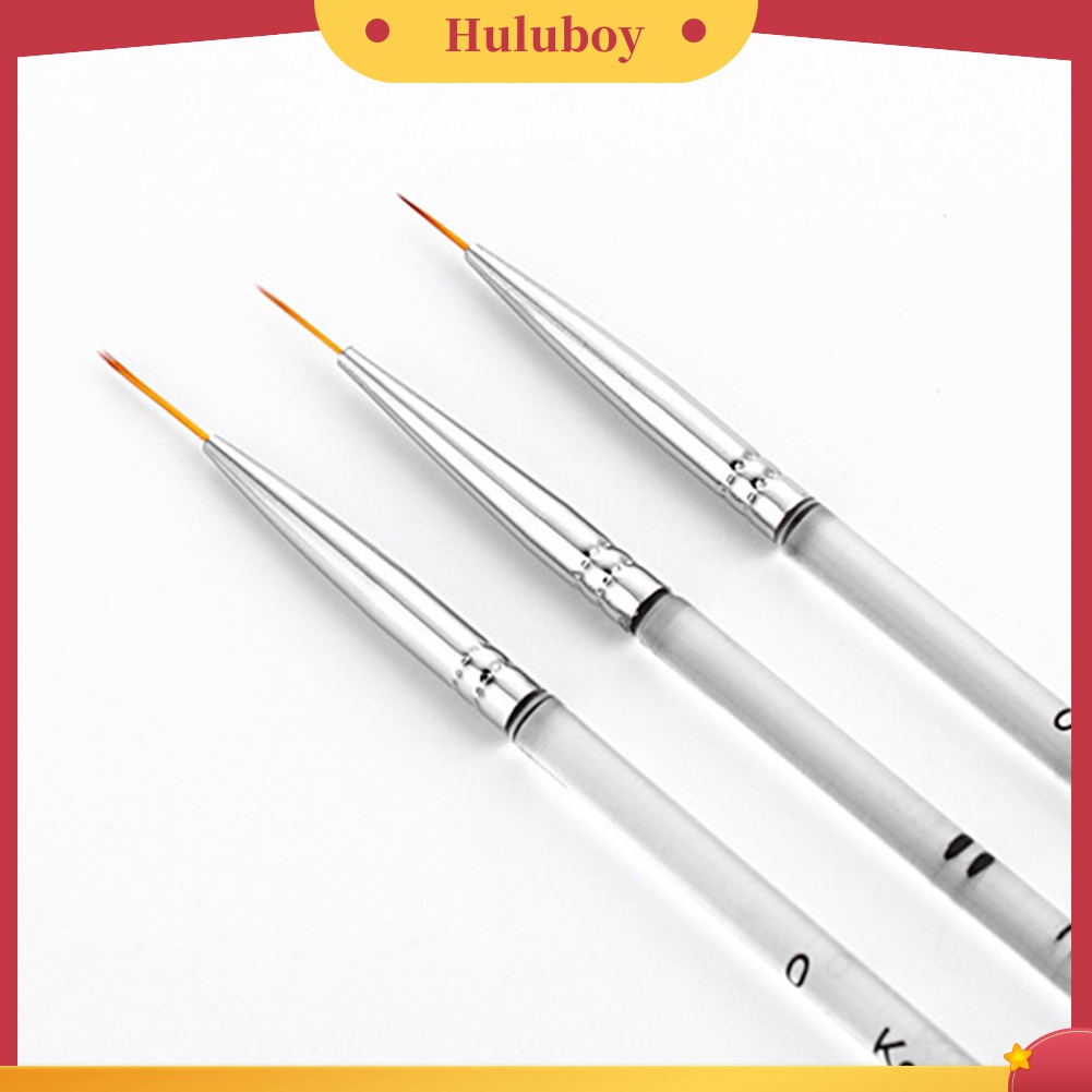 Huluboy Huluboy♡ 3pcs Pen Brush Dua Sisi Transparan Untuk Menggambar / Manicure