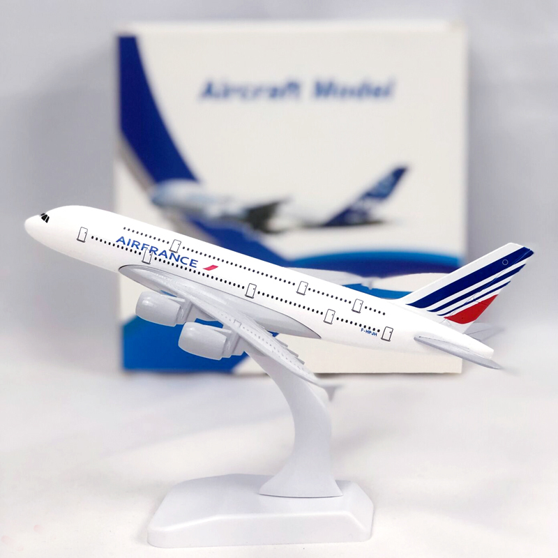 Air France A380 Model Pesawat Terbang Airbus 380 Bahan Alloy Diecast 20CM Dengan Display Stand