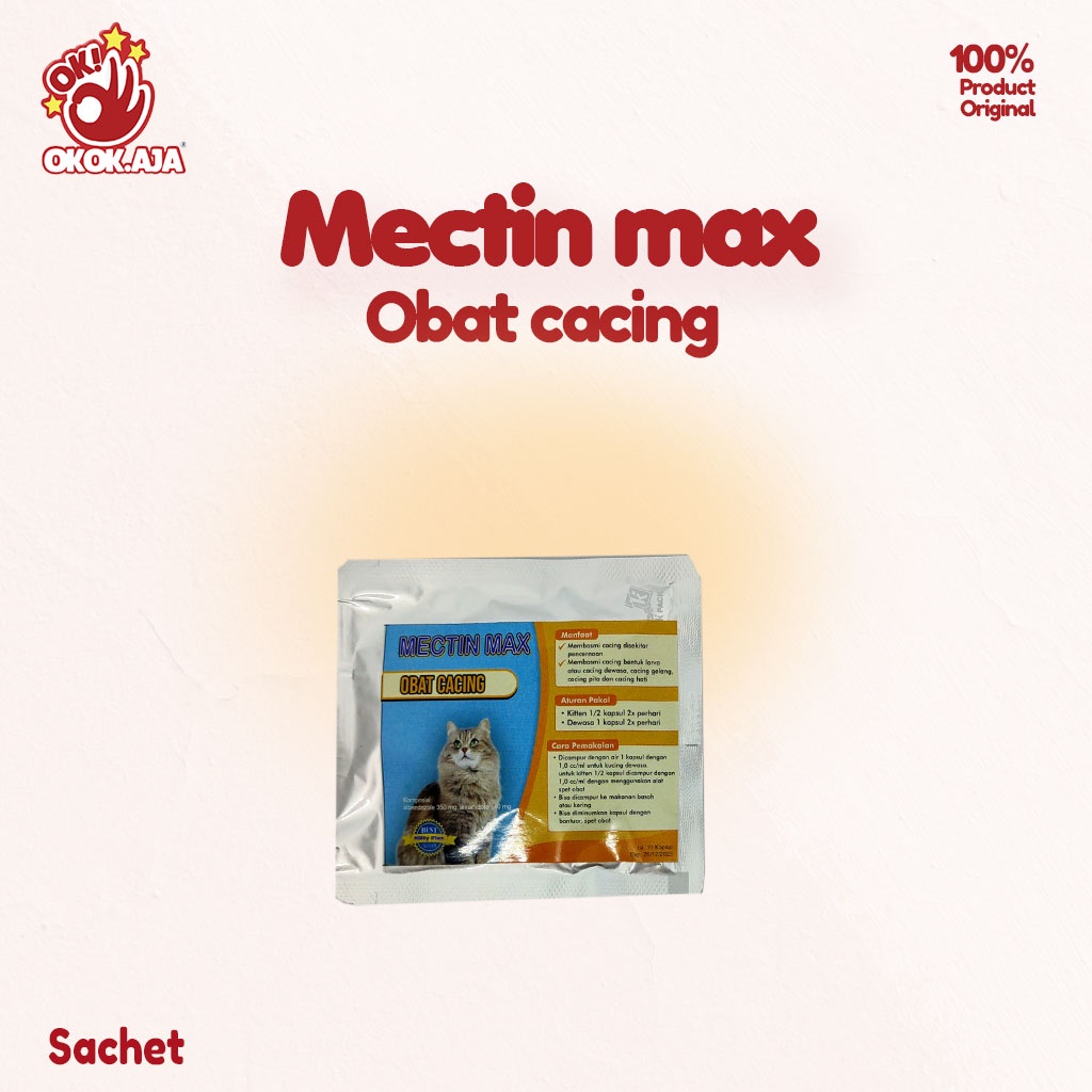 Obat cacing Kucing Mectin max Sachet isi 10kapsul