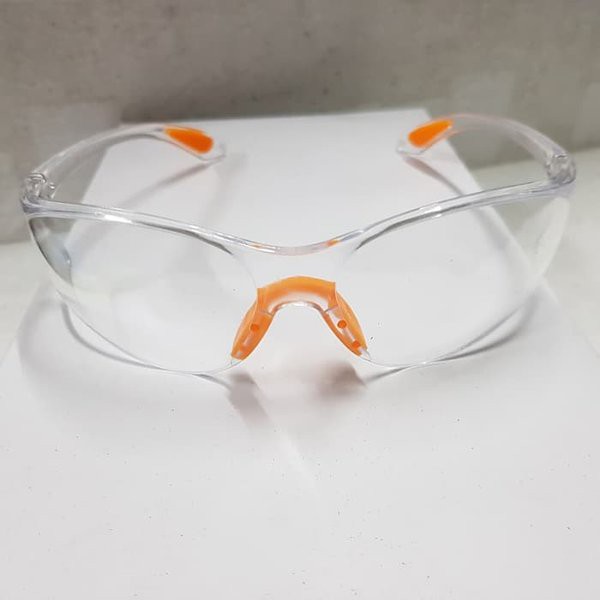 Kacamata Safety Tukang Las Fashion Clear Bening Kerja Medical Lab Kaca Mata Kombinasi Warna Orange