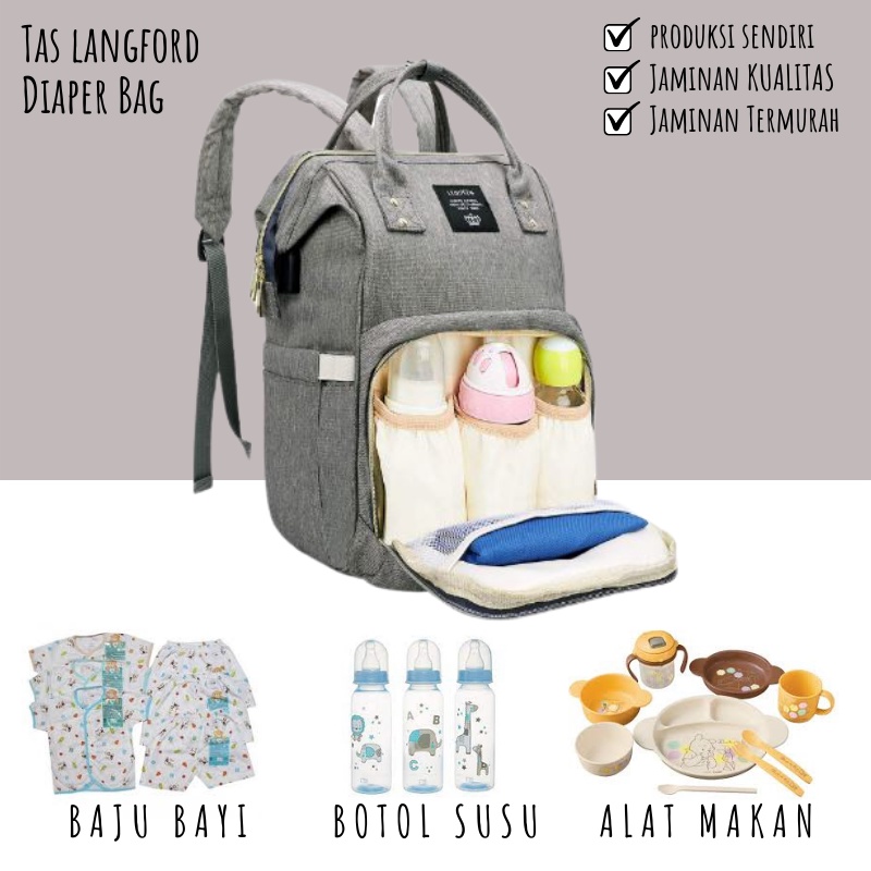 Tas Ransel Punggung Diaper Diapers Bag Polos Bayi Baby Besar Terbaru Wanita Cewek Perempuan