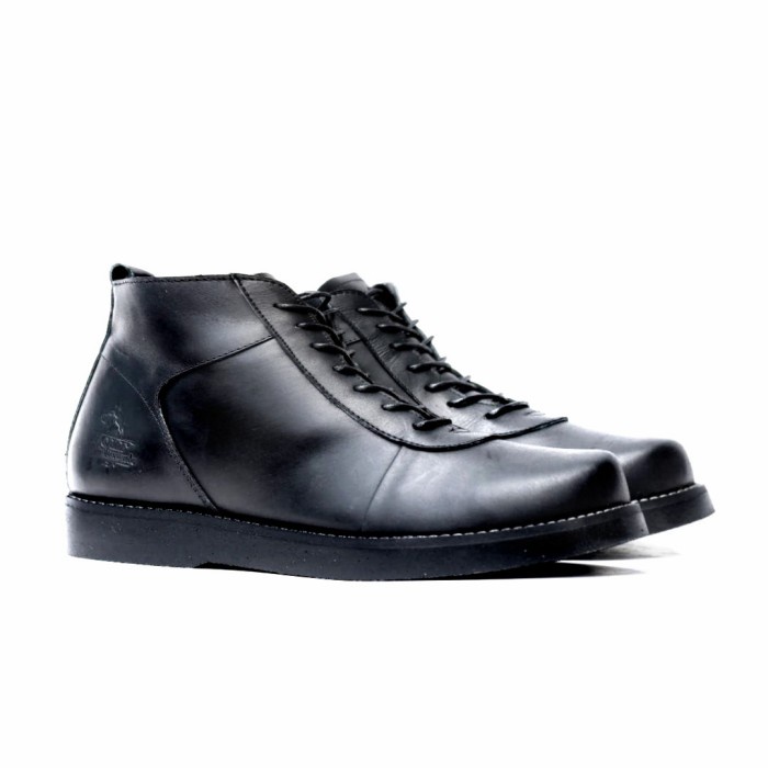 Asli Sepatu Boots Brodo kulit asli formal pria pdh dinas - Hitam 39 Original Import Kerja