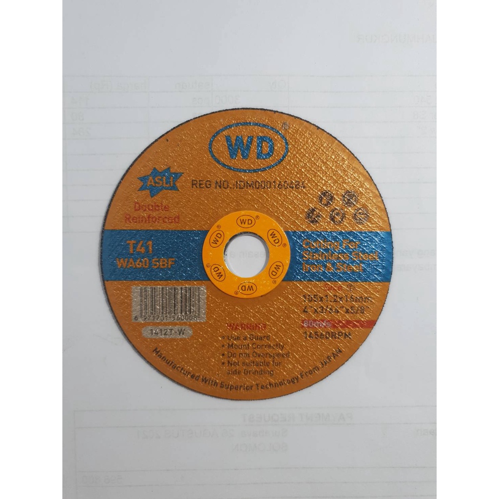 Batu Potong Besi WD 4"x1.2 mm // Cutting Wheel