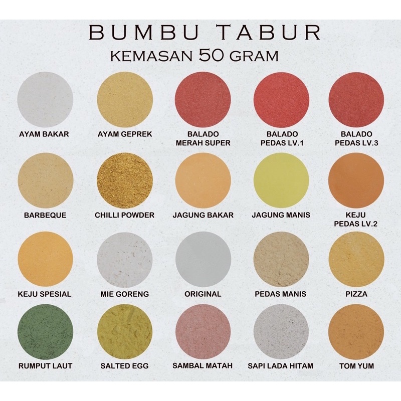 

Bumbu Tabur Bubuk Tabur untuk Kentang Goreng Keripik