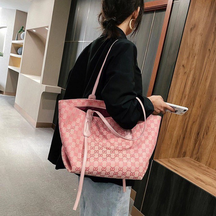 PROMO TAS WANITA Tas Bahu Totebag Parasut Import Wanita Kapasitas Besar - Pink SEKOLAH SELEMPANG RAN
