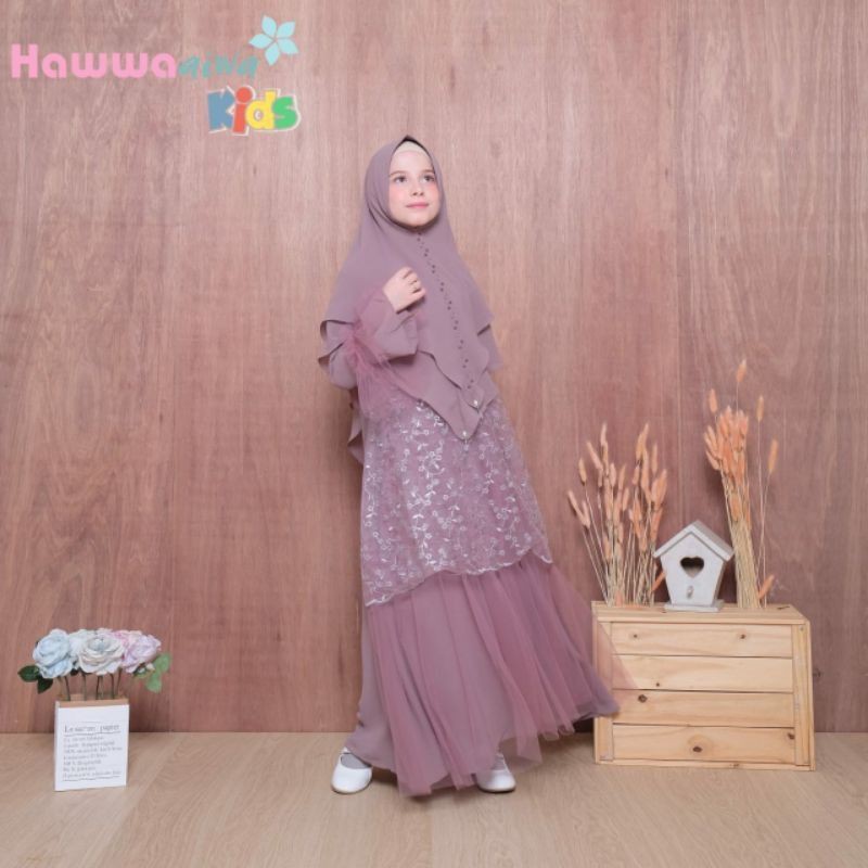 gamis princess purple size 6 original by hawwaaiwa kids