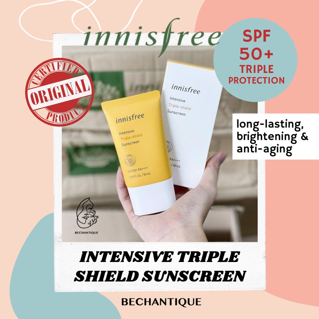 Original INNISFREE Intensive Triple-Shield Sunscreen SPF 50 PA++++ Sunscreen Kulit Sensitif 50ml