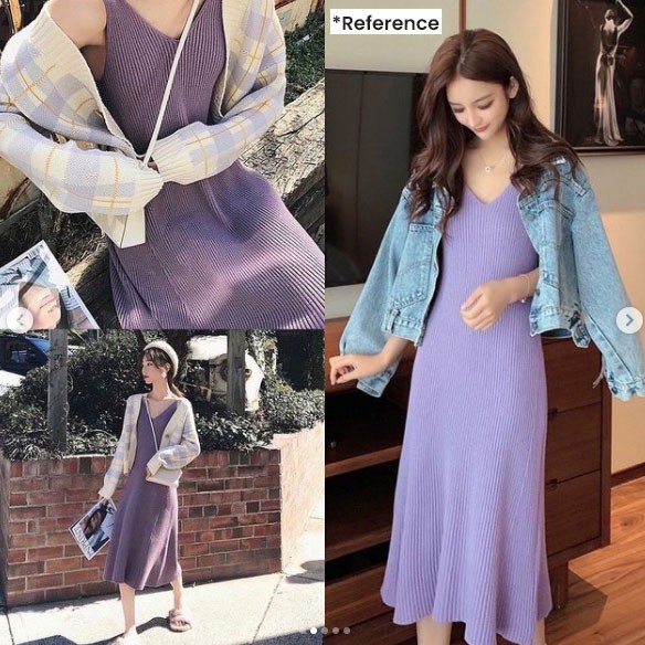 Sasa Knit Dress Korean Look / Dress Rajut tanpa lengan gaya korea