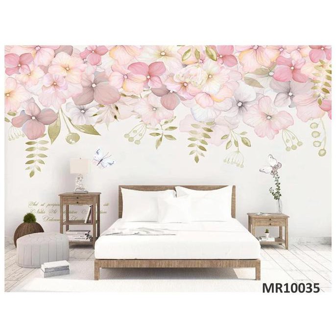 Photowall Mural 3D Dinding Wallpaper Mural Bunga Pink Soft Yolansya12
