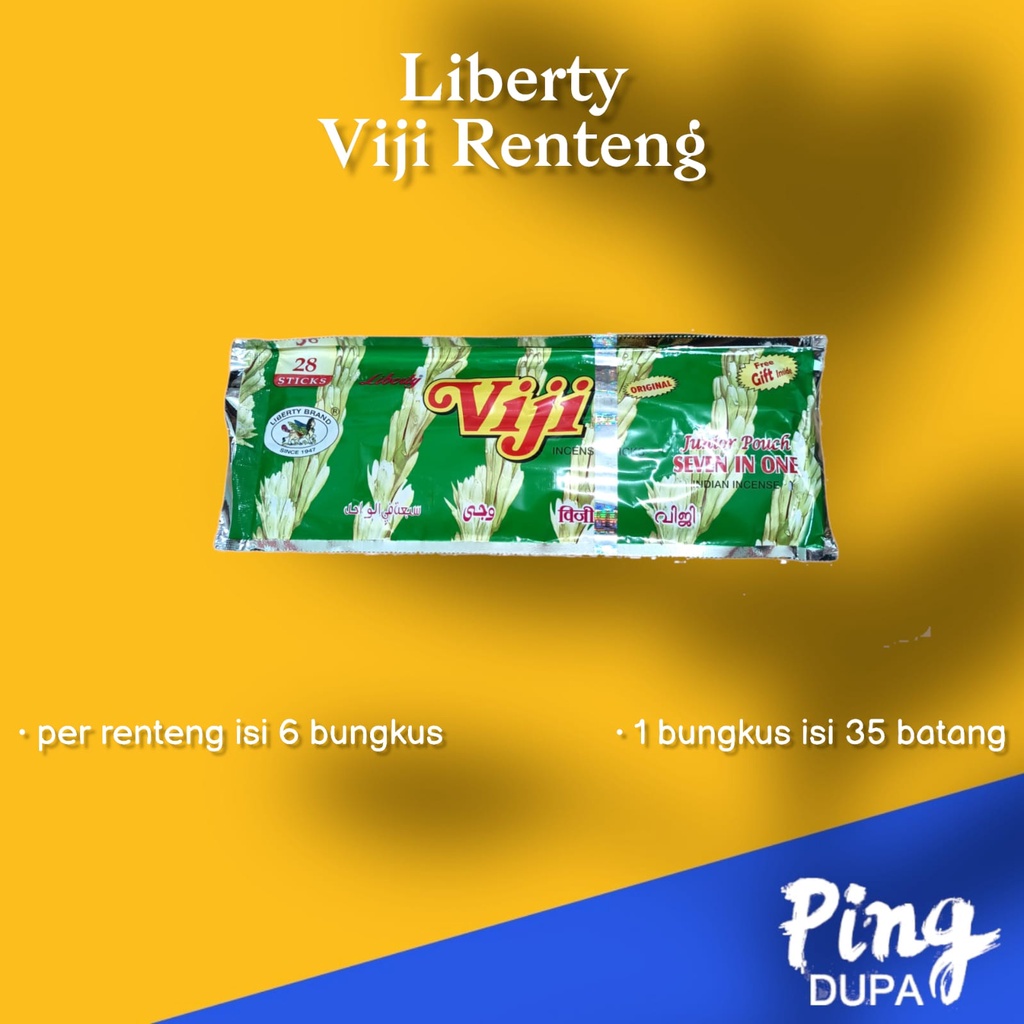 Per renteng Dupa Hio Viji Renteng India Isi 28 Batang Tujuh Aroma By Liberty