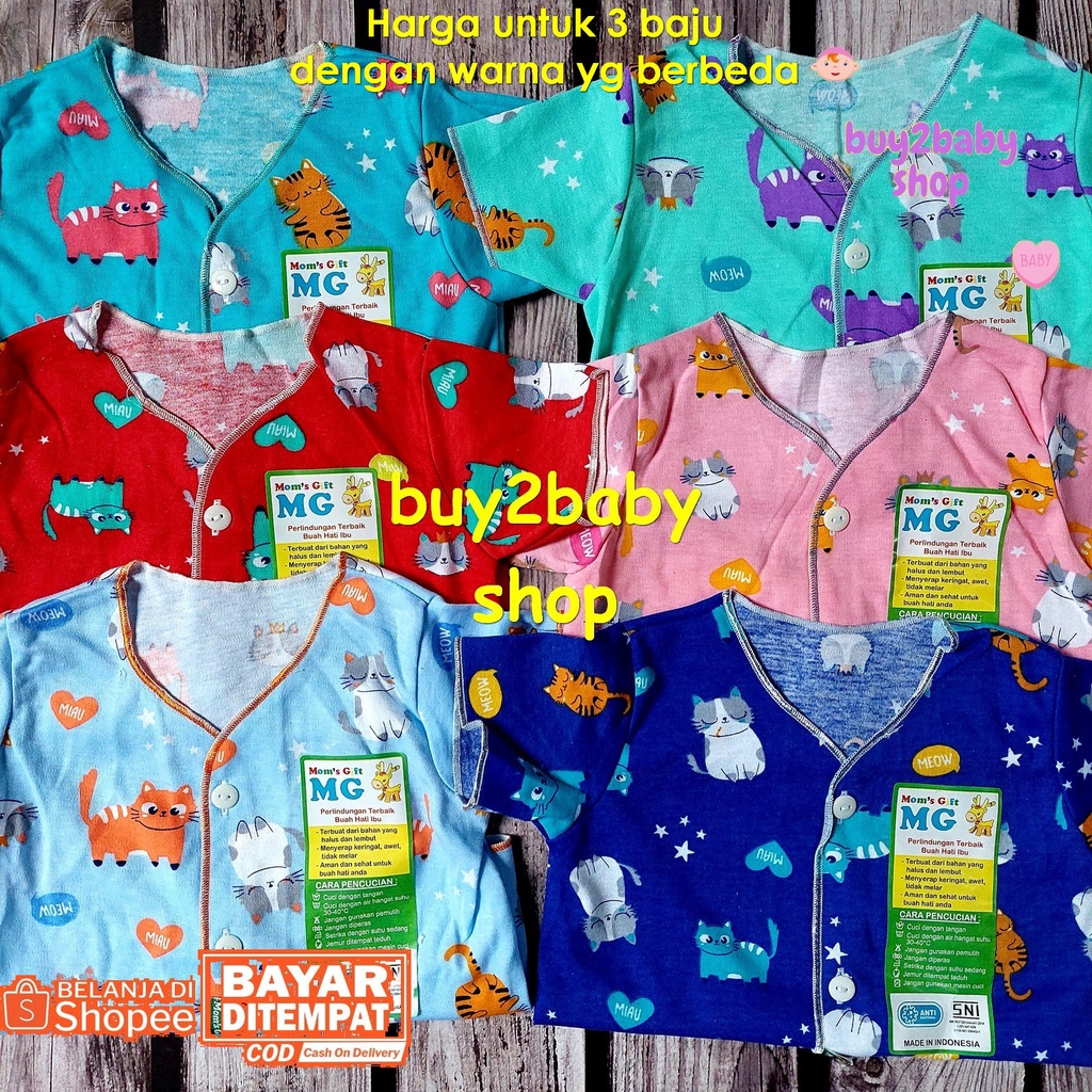 Baju bayi Piyama pendek Moms Gift Animal Series 0-3 Bulan 3 PCS