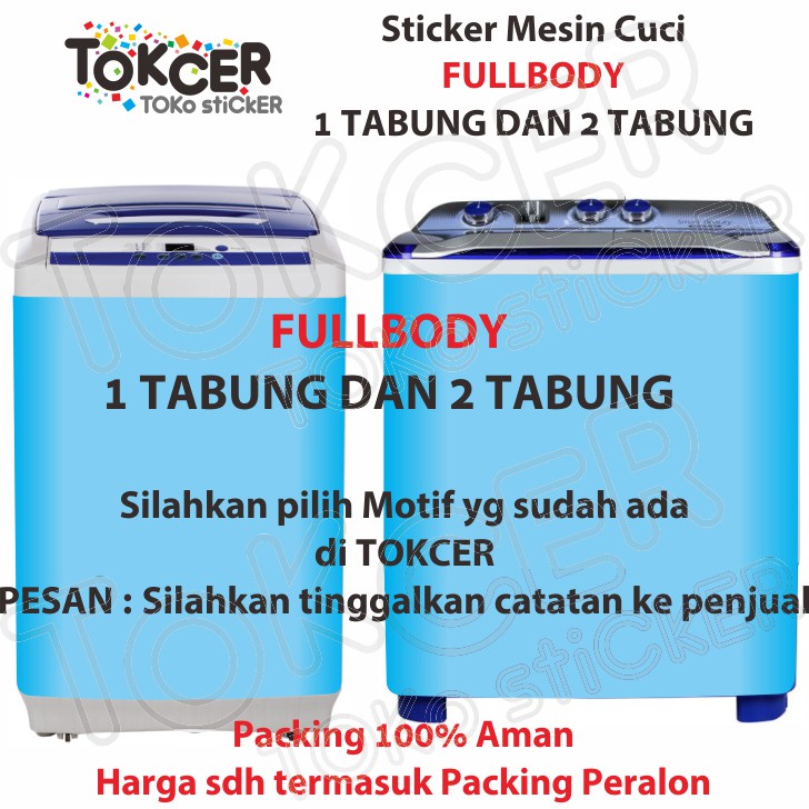 Stiker Mesin Cuci 1 dan 2 Tabung FULLBODY