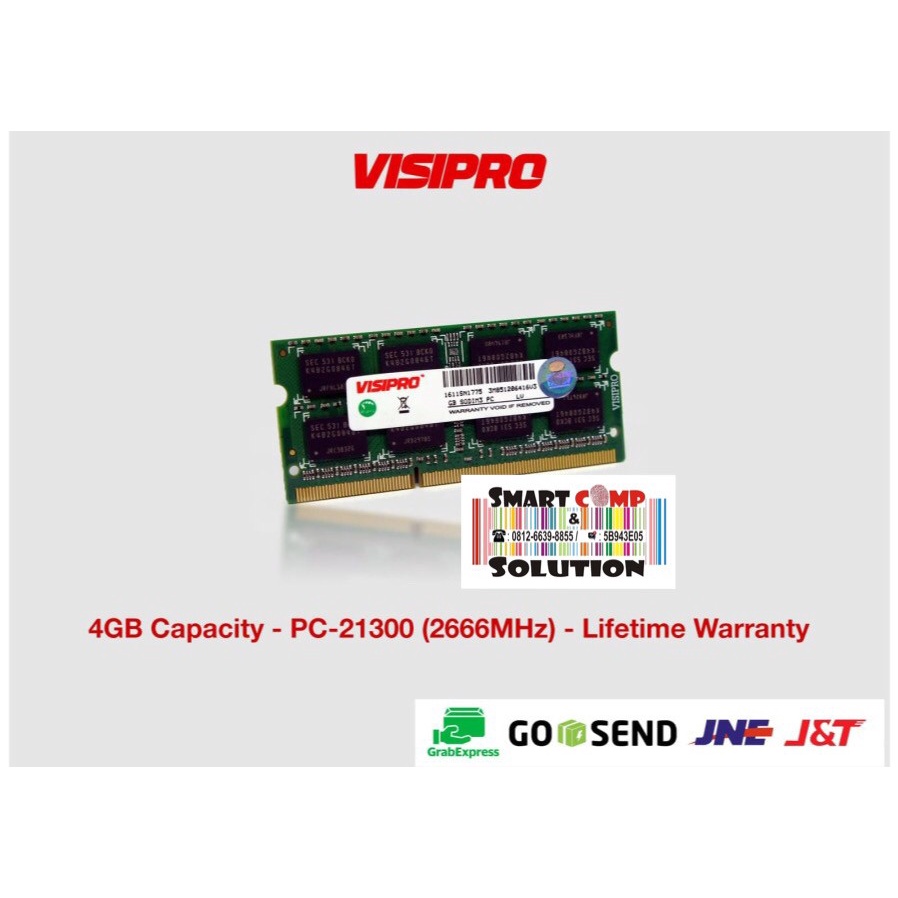 RAM VISIPRO 4GB DDR4 PC-2133 2666MHz SODIMM - RAM Laptop Mini-PC